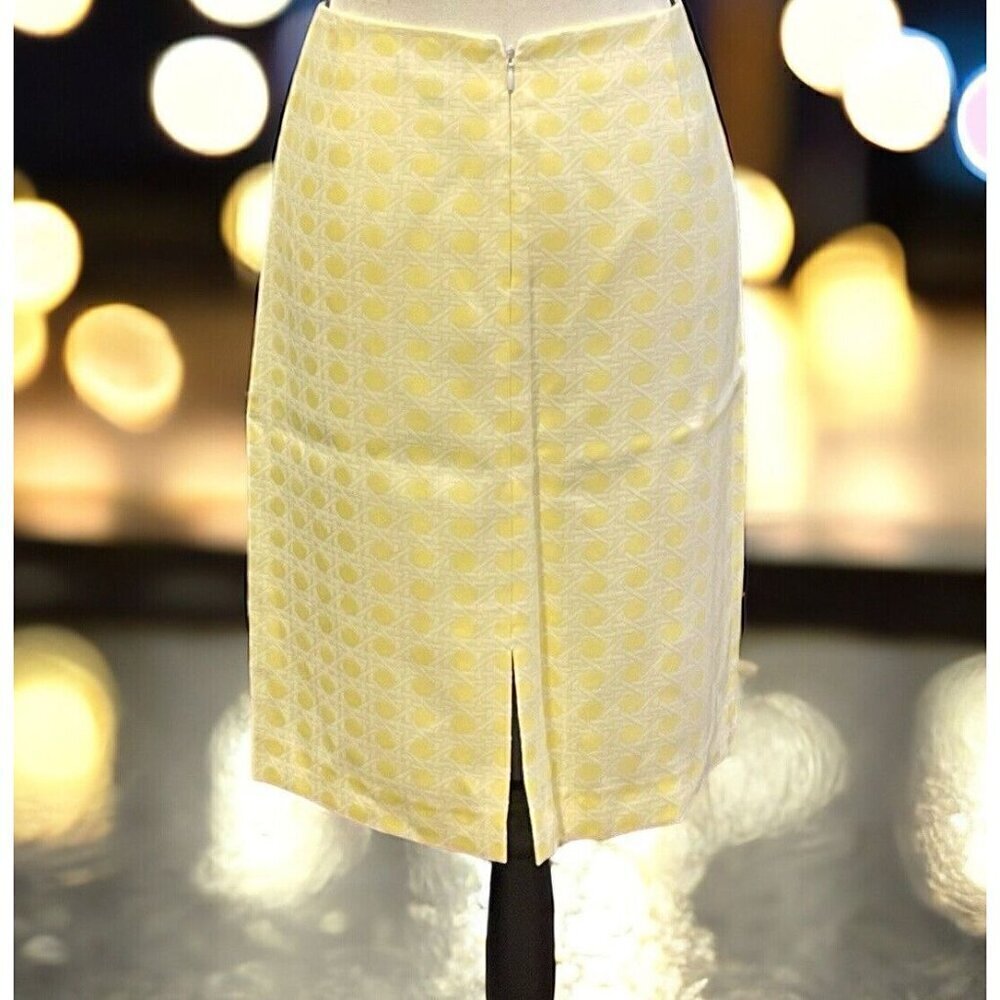 Alex Marie Pencil Skirt Size 6 Yellow Lined Center Back Zipper Slit - Picture 5 of 16